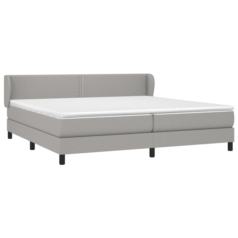 vidaXL világosszürke szövet rugós ágy matraccal 200 x 200 cm