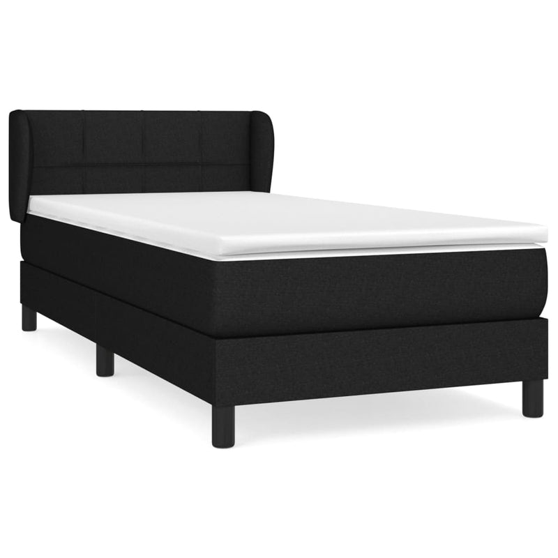 vidaXL fekete szövet rugós ágy matraccal 100 x 200 cm
