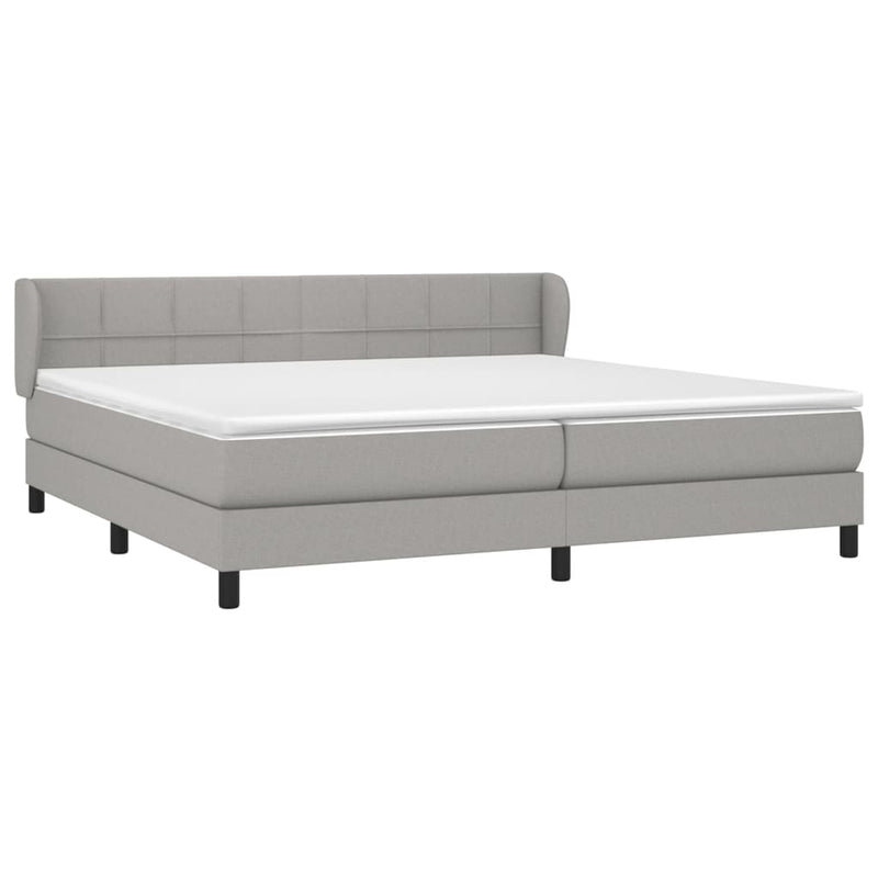 vidaXL világosszürke szövet rugós ágy matraccal 200 x 200 cm