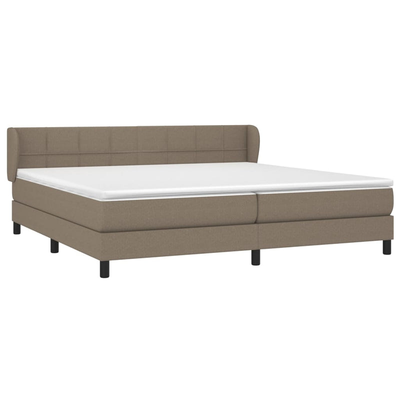 vidaXL tópszínű szövet rugós ágy matraccal 200 x 200 cm