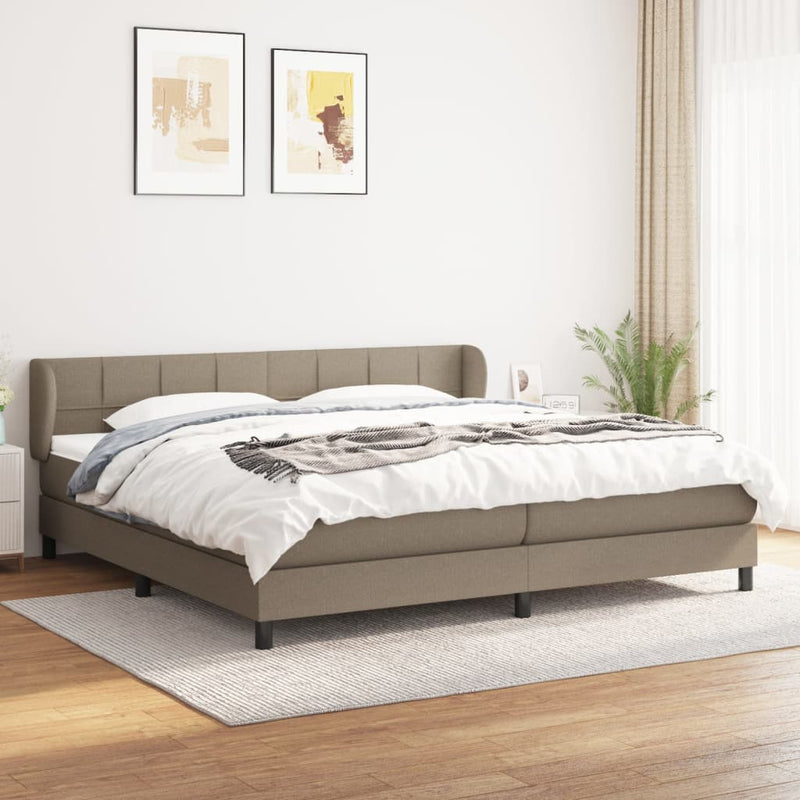 vidaXL tópszínű szövet rugós ágy matraccal 200 x 200 cm