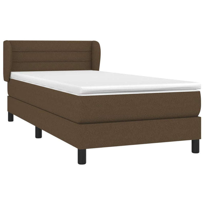 vidaXL sötétbarna szövet rugós ágy matraccal 100 x 200 cm