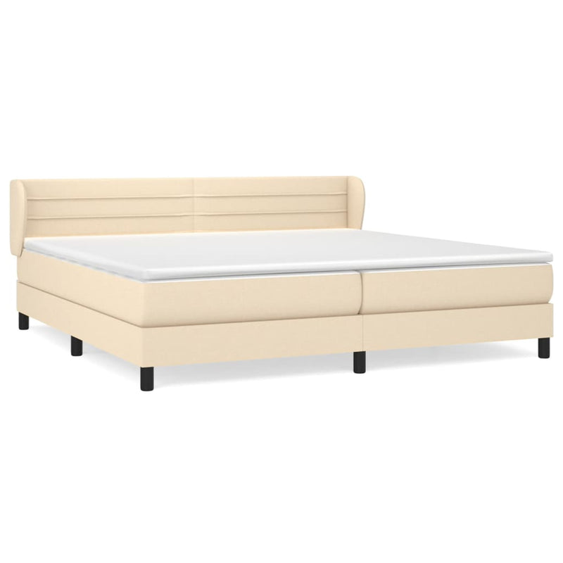 vidaXL krémszínű szövet rugós ágy matraccal 200 x 200 cm