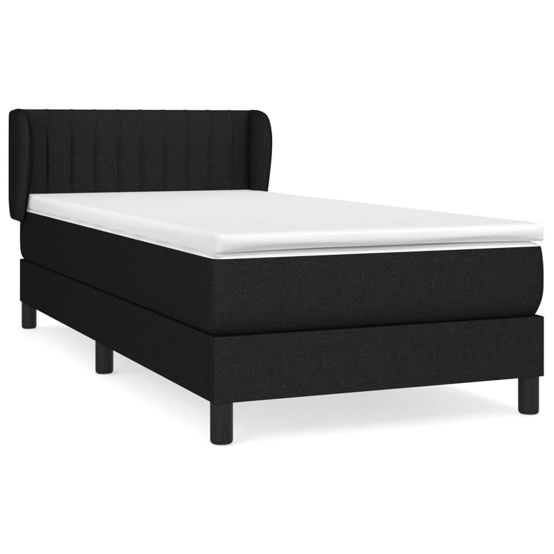 vidaXL fekete szövet rugós ágy matraccal 90x190 cm