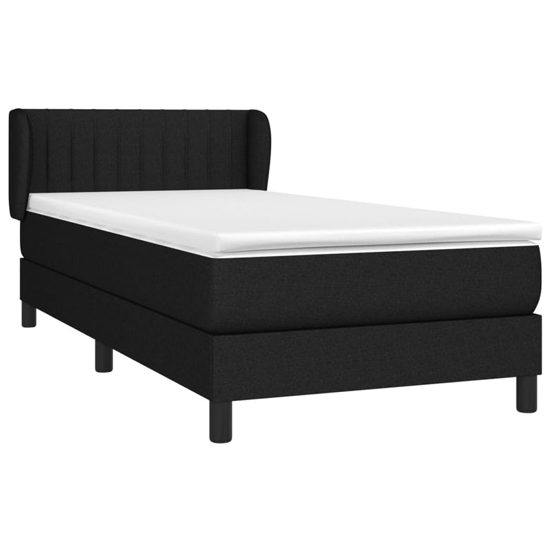 vidaXL fekete szövet rugós ágy matraccal 90x190 cm