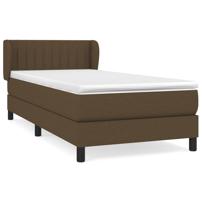 vidaXL sötétbarna szövet rugós ágy matraccal 90 x 200 cm