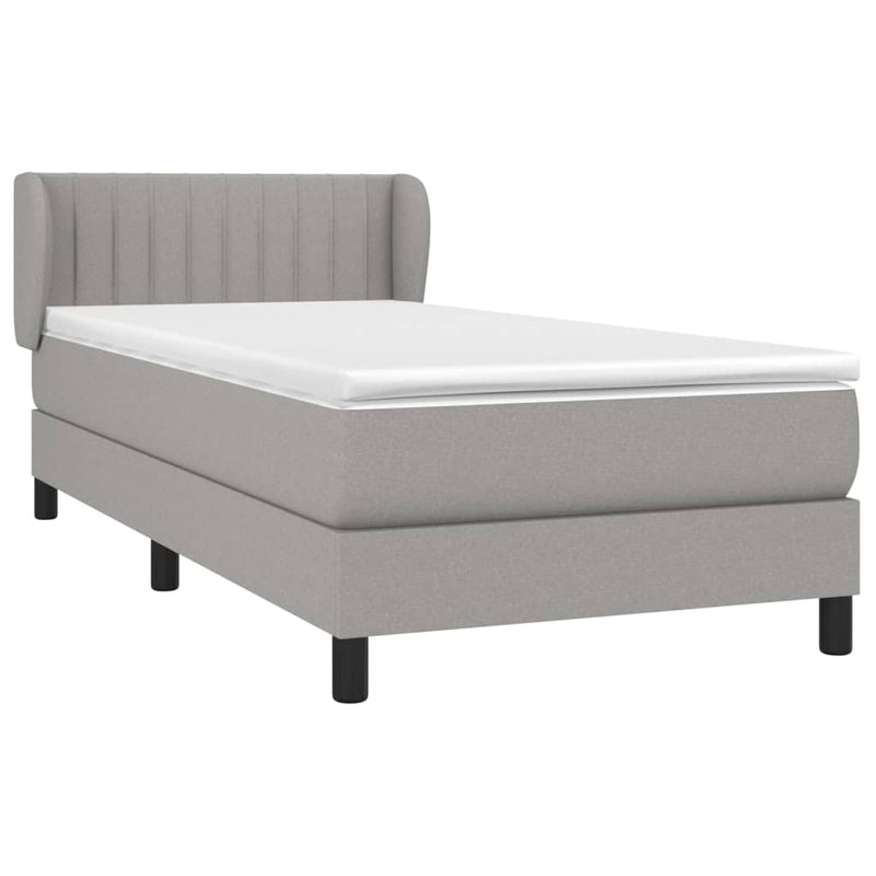 vidaXL világosszürke szövet rugós ágy matraccal 100 x 200 cm