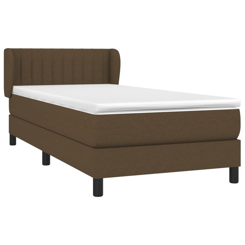 vidaXL sötétbarna szövet rugós ágy matraccal 100 x 200 cm