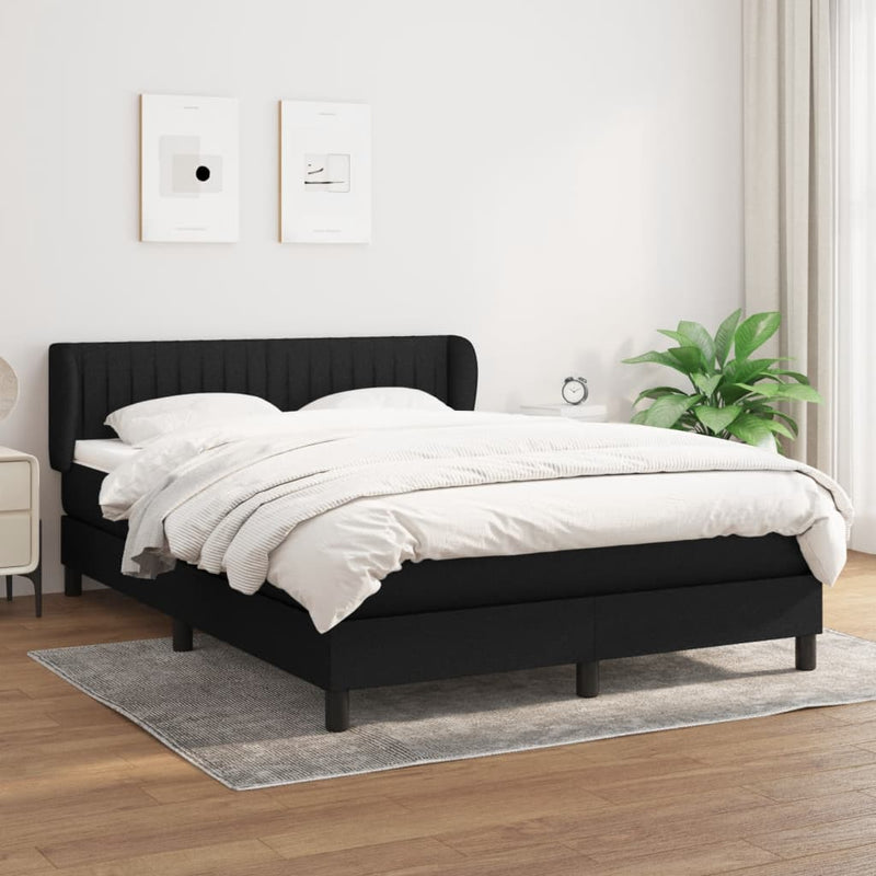 vidaXL fekete szövet rugós ágy matraccal 140 x 200 cm