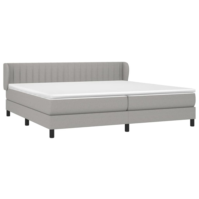 vidaXL világosszürke szövet rugós ágy matraccal 200 x 200 cm