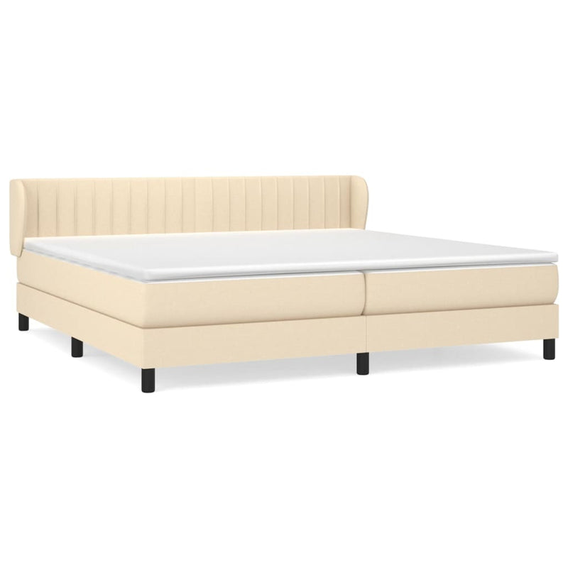 vidaXL krémszínű szövet rugós ágy matraccal 200 x 200 cm