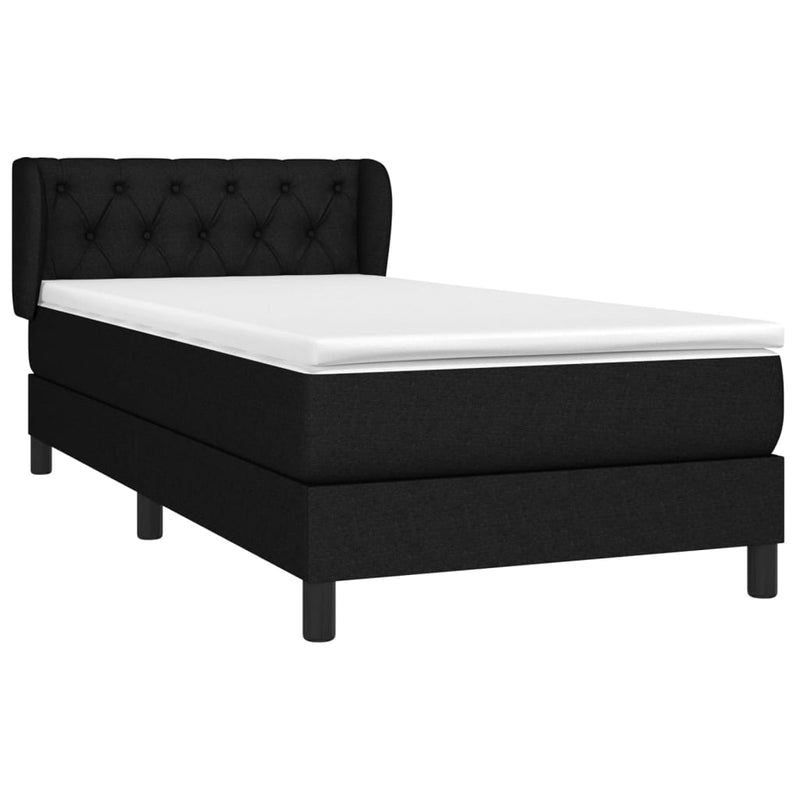 vidaXL fekete szövet rugós ágy matraccal 80 x 200 cm