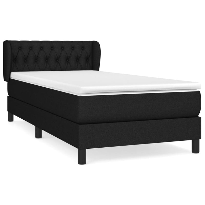 vidaXL fekete szövet rugós ágy matraccal 90x190 cm