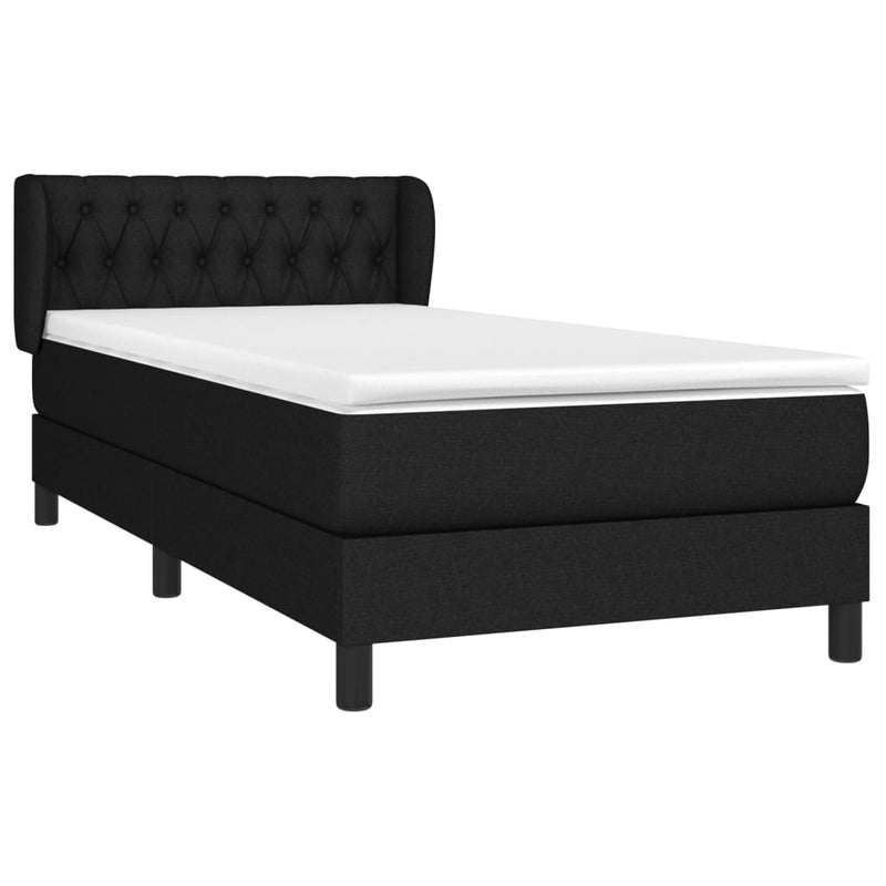 vidaXL fekete szövet rugós ágy matraccal 90x190 cm