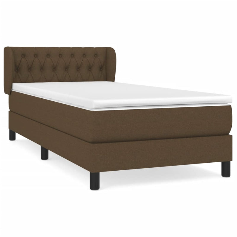 vidaXL sötétbarna szövet rugós ágy matraccal 100 x 200 cm