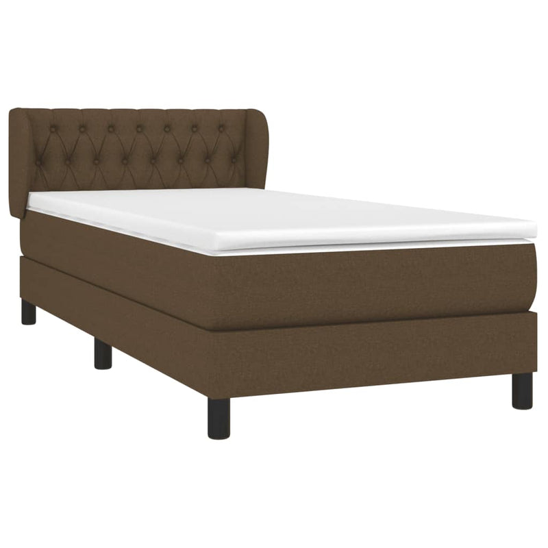 vidaXL sötétbarna szövet rugós ágy matraccal 100 x 200 cm