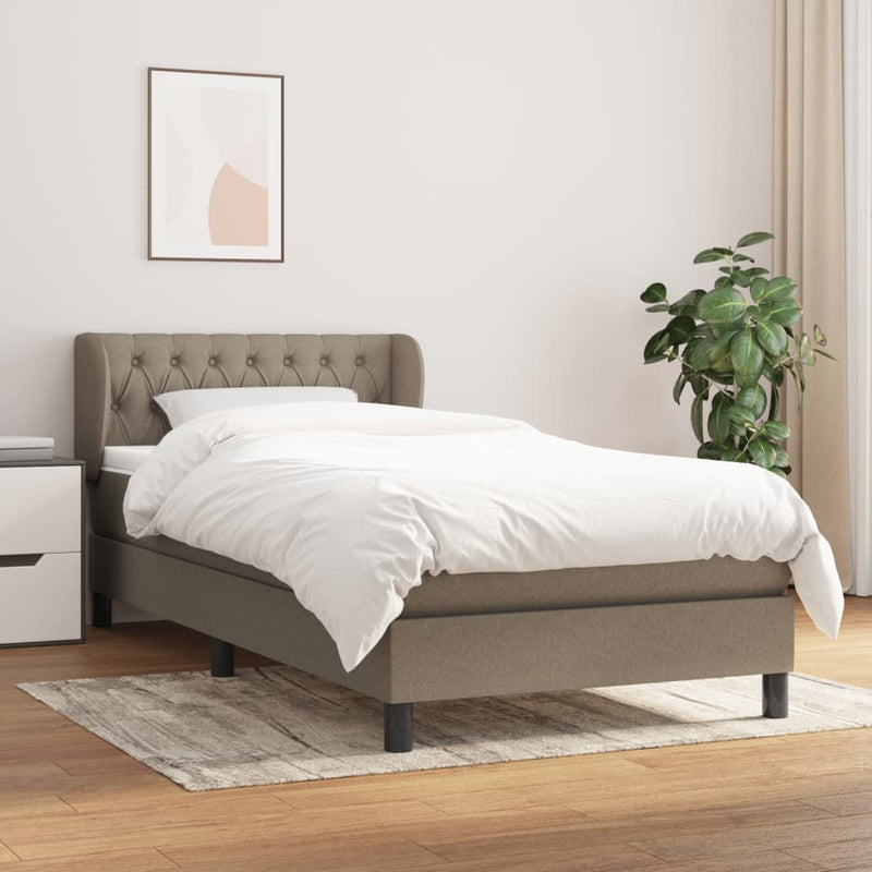 vidaXL tópszínű szövet rugós ágy matraccal 100 x 200 cm