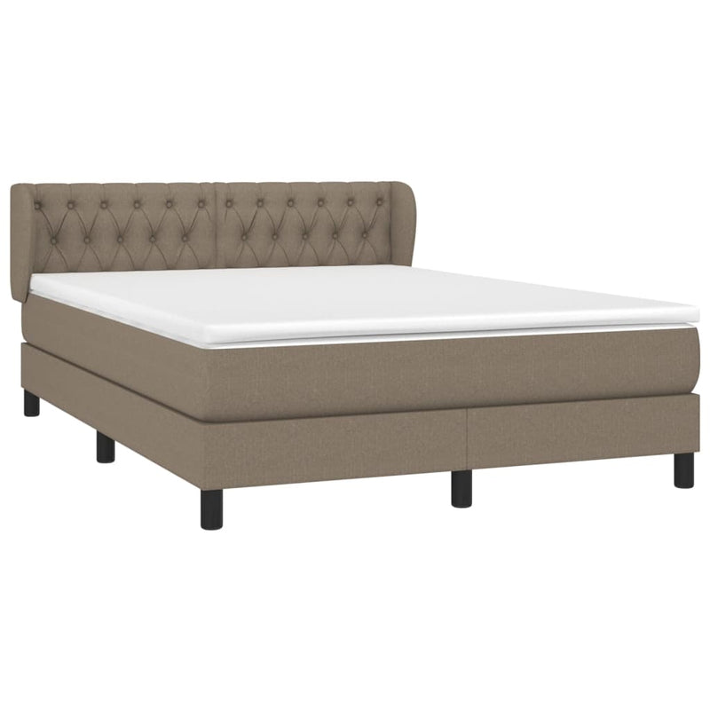 vidaXL tópszínű szövet rugós ágy matraccal 140 x 190 cm
