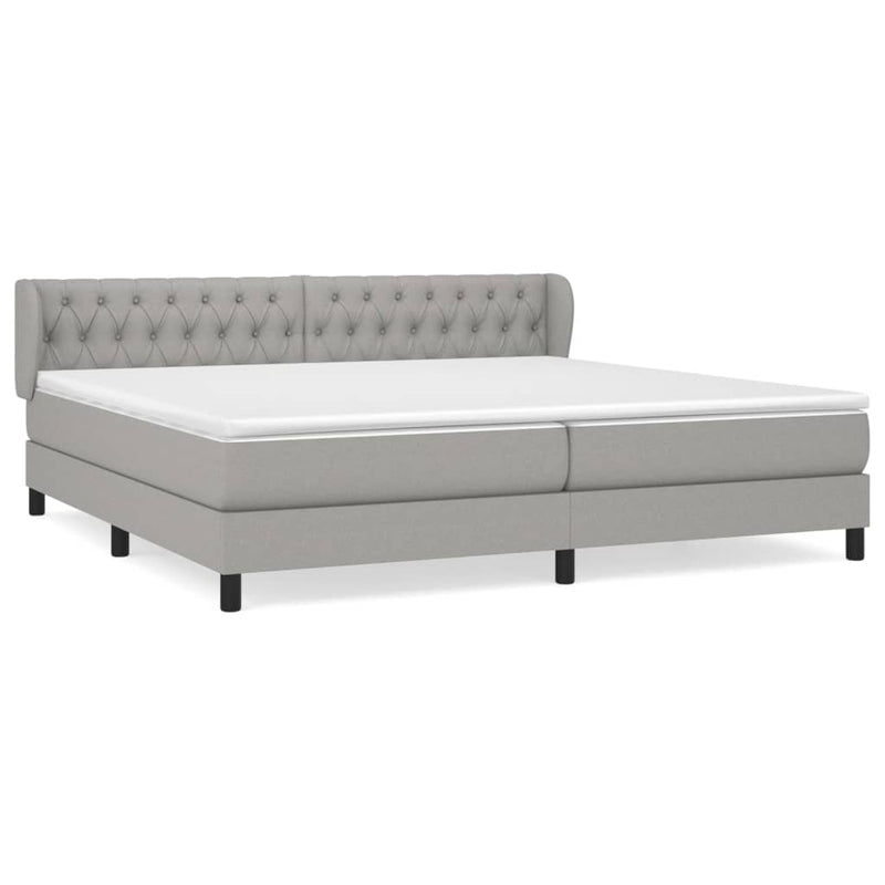 vidaXL világosszürke szövet rugós ágy matraccal 200 x 200 cm