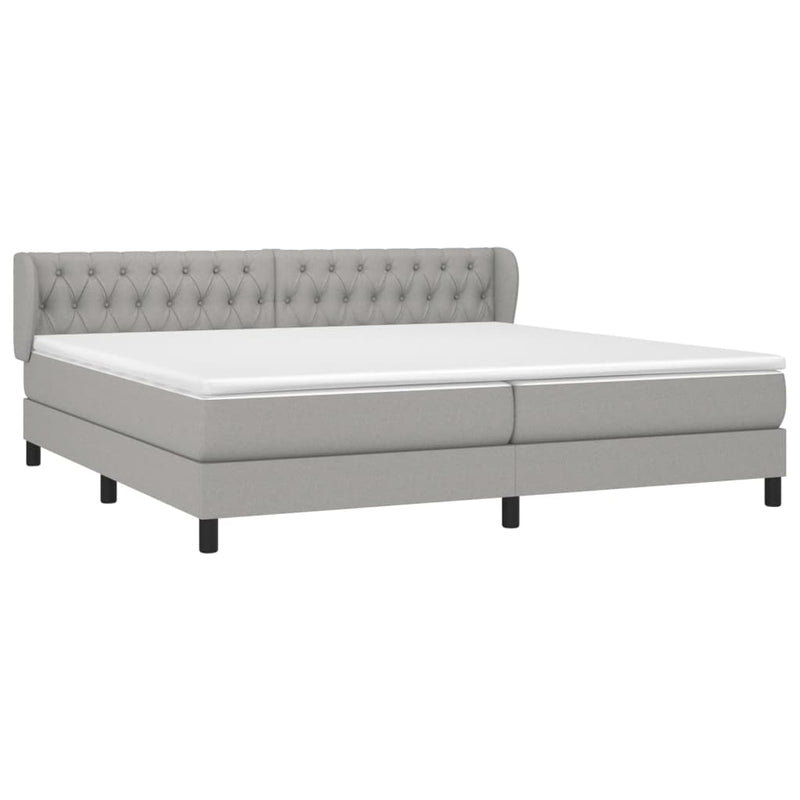 vidaXL világosszürke szövet rugós ágy matraccal 200 x 200 cm