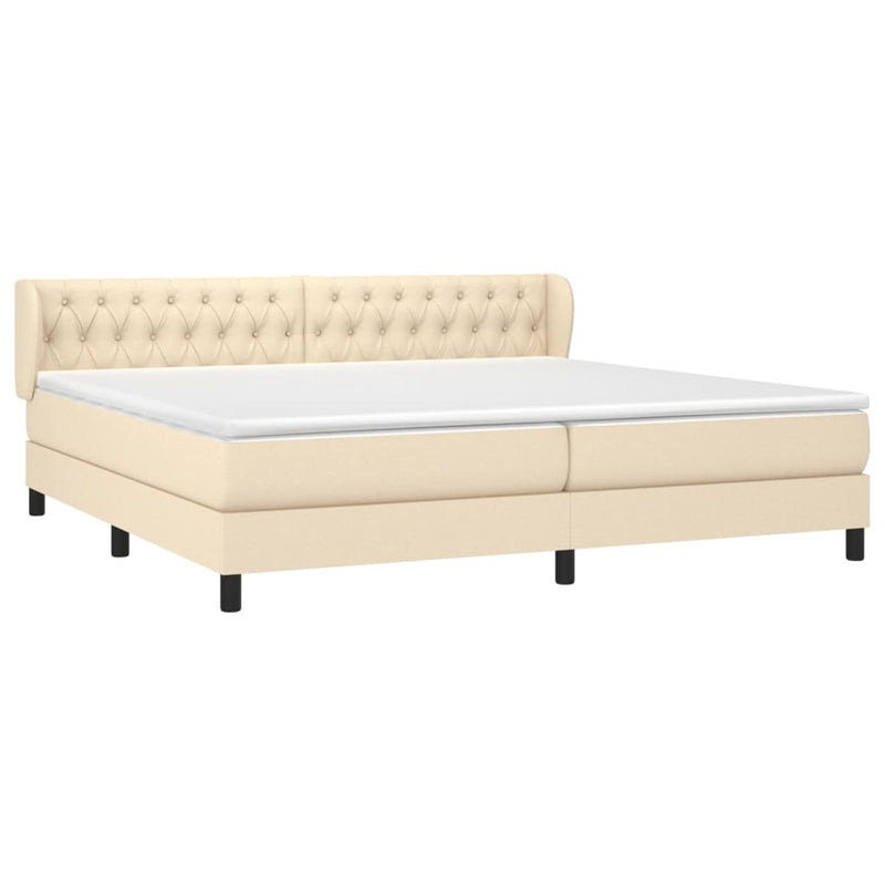 vidaXL krémszínű szövet rugós ágy matraccal 200 x 200 cm