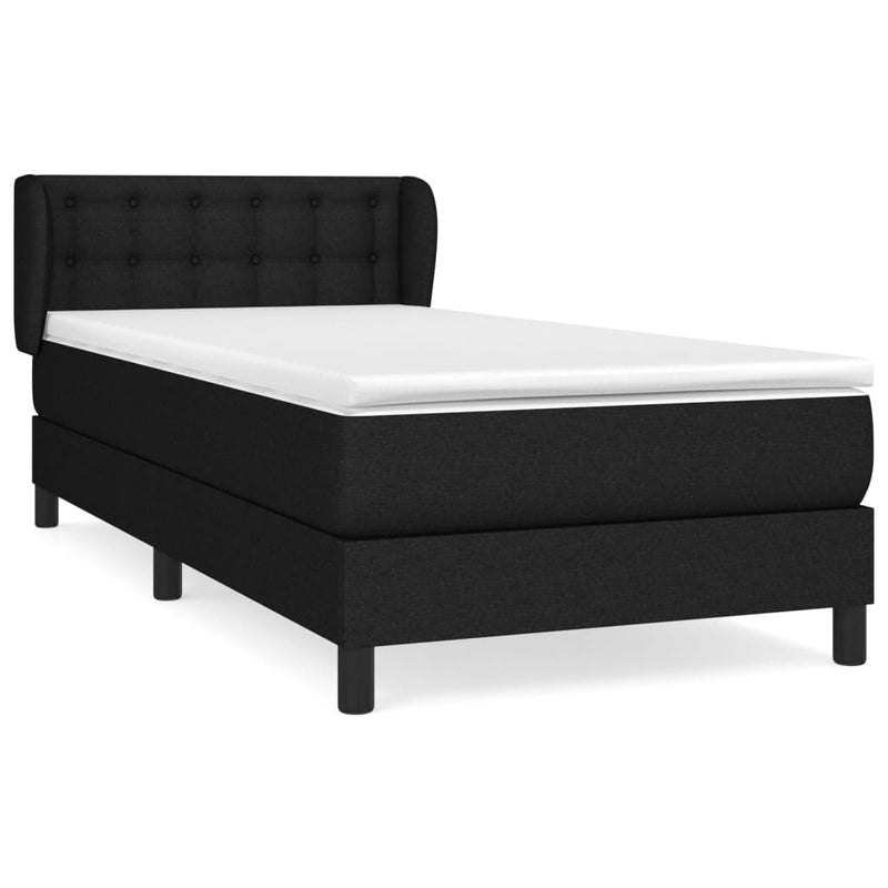 vidaXL fekete szövet rugós ágy matraccal 80 x 200 cm