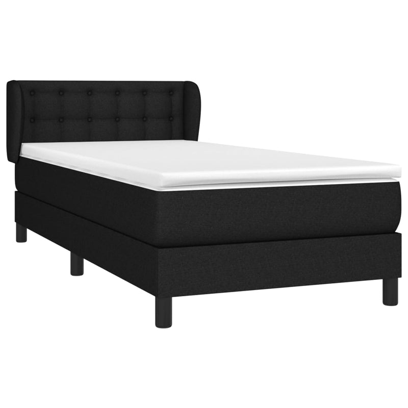 vidaXL fekete szövet rugós ágy matraccal 80 x 200 cm