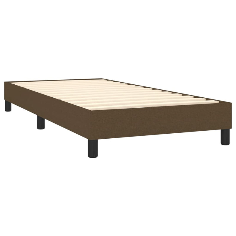 vidaXL sötétbarna szövet rugós ágy matraccal 90 x 200 cm