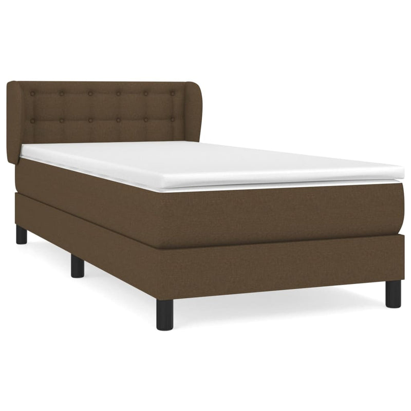 vidaXL sötétbarna szövet rugós ágy matraccal 100 x 200 cm