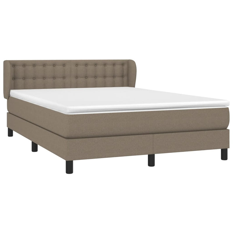 vidaXL tópszínű szövet rugós ágy matraccal 140 x 190 cm