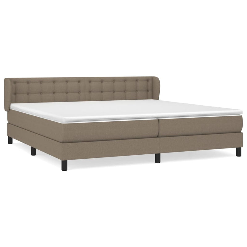 vidaXL tópszínű szövet rugós ágy matraccal 200 x 200 cm