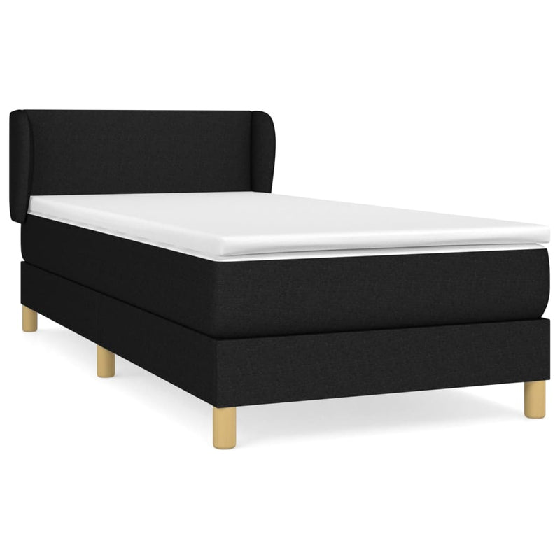 vidaXL fekete szövet rugós ágy matraccal 100 x 200 cm