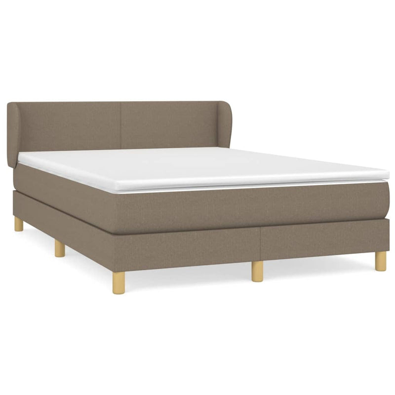 vidaXL tópszínű szövet rugós ágy matraccal 140 x 190 cm