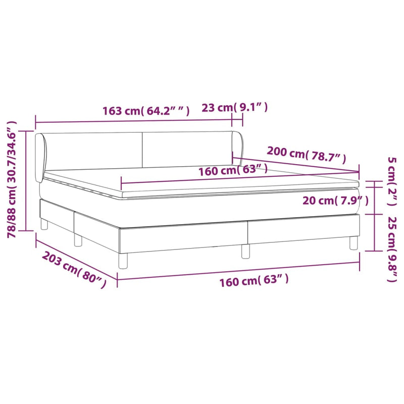 vidaXL sötétszürke szövet rugós ágy matraccal 160 x 200 cm