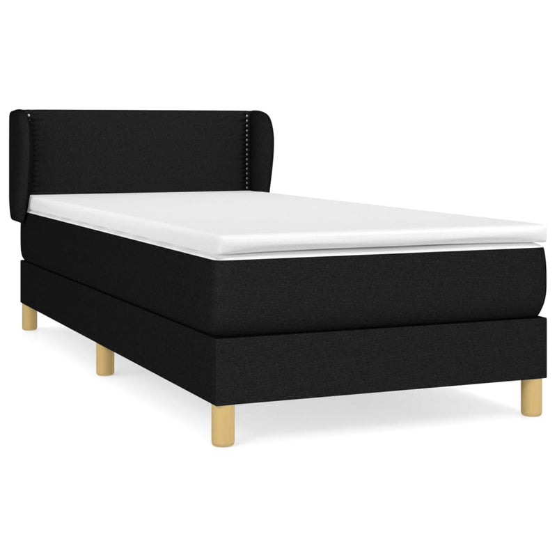 vidaXL fekete szövet rugós ágy matraccal 80 x 200 cm