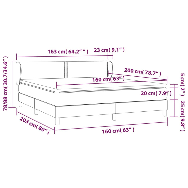 vidaXL sötétszürke szövet rugós ágy matraccal 160 x 200 cm