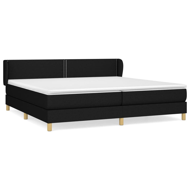 vidaXL fekete szövet rugós ágy matraccal 200 x 200 cm
