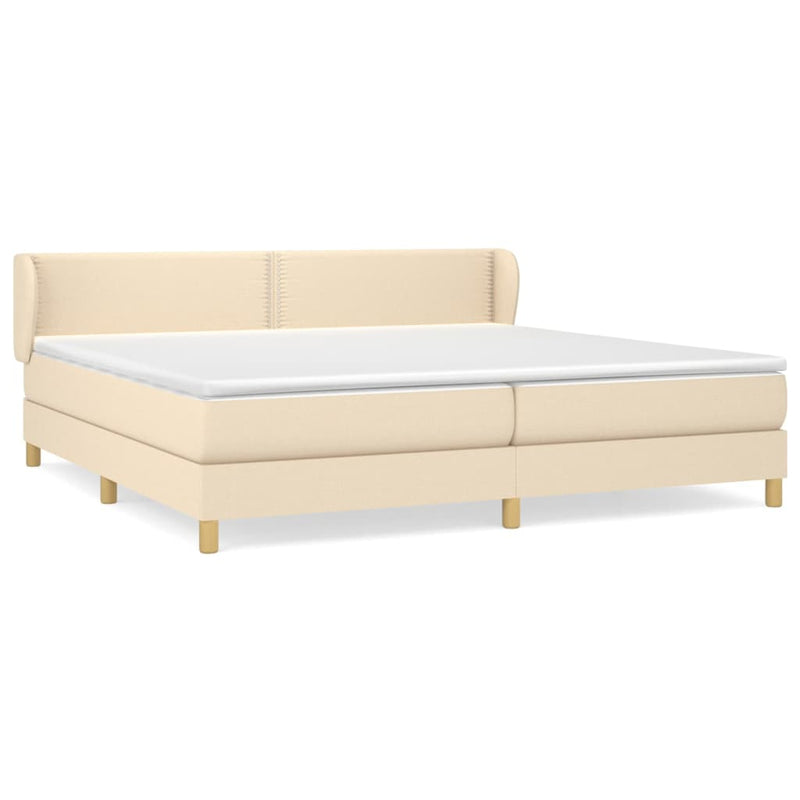vidaXL krémszínű szövet rugós ágy matraccal 200 x 200 cm
