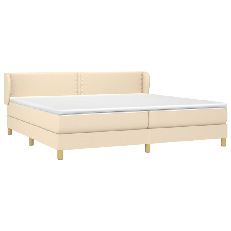 vidaXL krémszínű szövet rugós ágy matraccal 200 x 200 cm
