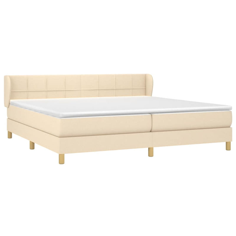 vidaXL krémszínű szövet rugós ágy matraccal 200 x 200 cm