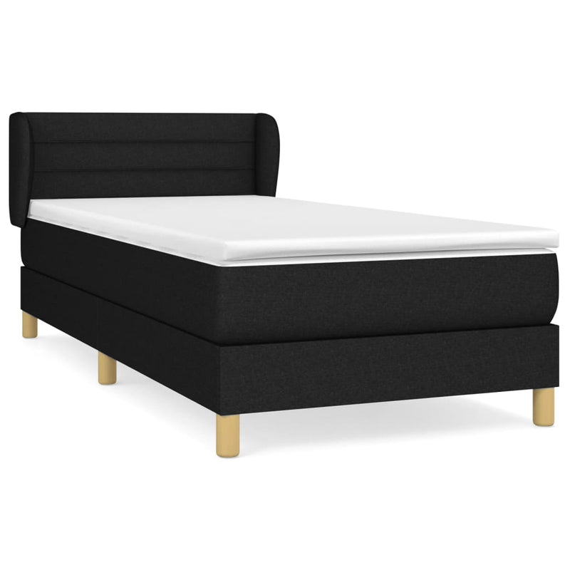 vidaXL fekete szövet rugós ágy matraccal 90x200 cm
