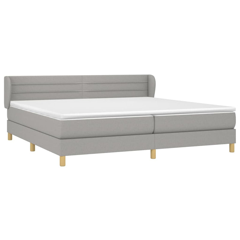 vidaXL világosszürke szövet rugós ágy matraccal 200 x 200 cm