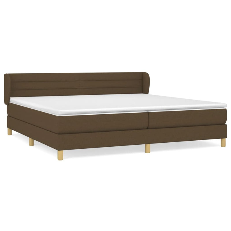 vidaXL sötétbarna szövet rugós ágy matraccal 200 x 200 cm