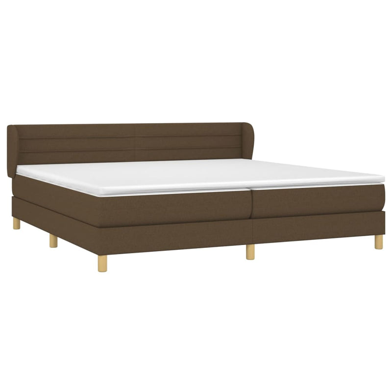 vidaXL sötétbarna szövet rugós ágy matraccal 200 x 200 cm