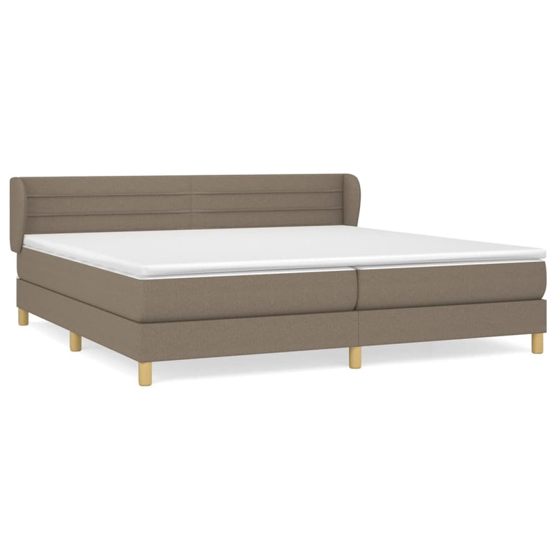 vidaXL tópszínű szövet rugós ágy matraccal 200 x 200 cm
