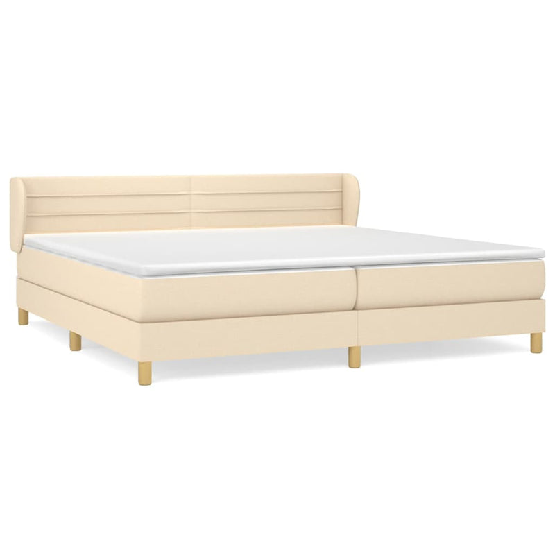 vidaXL krémszínű szövet rugós ágy matraccal 200 x 200 cm