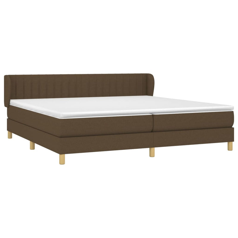 vidaXL sötétbarna szövet rugós ágy matraccal 200 x 200 cm