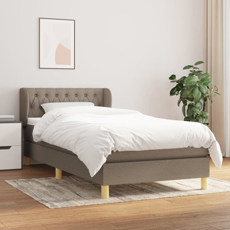 vidaXL tópszínű szövet rugós ágy matraccal 90 x 200 cm