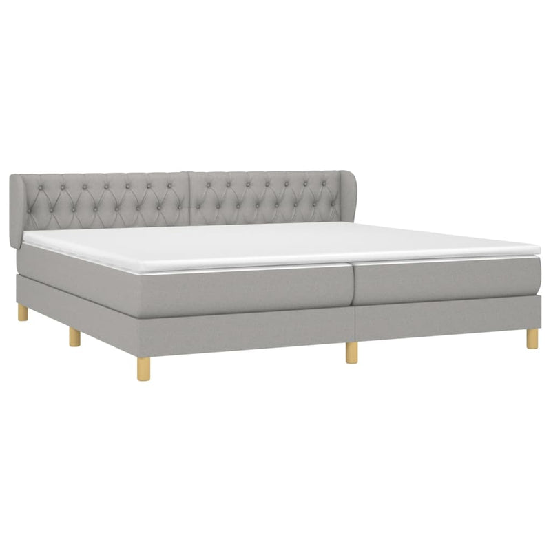 vidaXL világosszürke szövet rugós ágy matraccal 200 x 200 cm