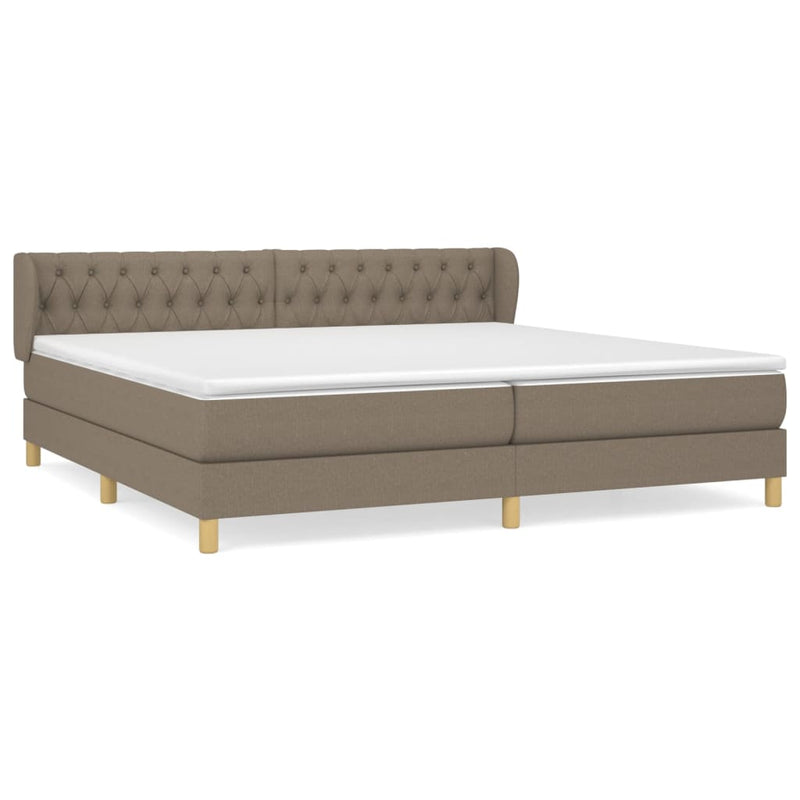 vidaXL tópszínű szövet rugós ágy matraccal 200 x 200 cm